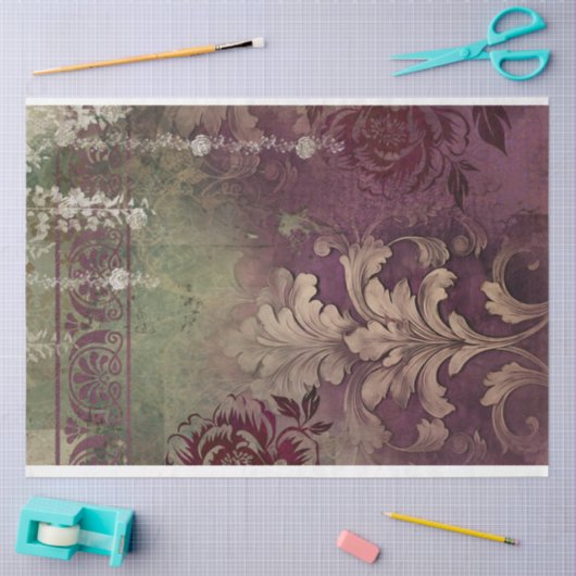 デマスクフローラみすぼらしいシックなテクスチャーパターン(の模様が)ある効果 薄葉紙 (クラフト)