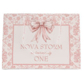 デマスパーソナライズされたク赤面ピンクコケットマイルストーン ラージペーパーバッグ (正面)