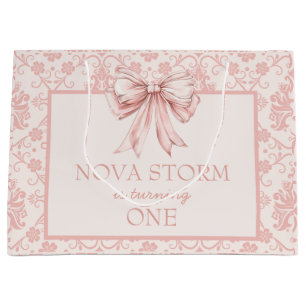 デマスパーソナライズされたク赤面ピンクコケットマイルストーン ラージペーパーバッグ