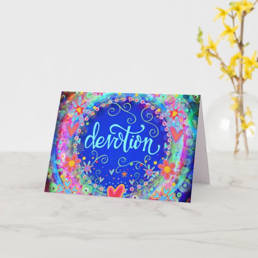 デミかわいらしスブルーフローラお洒落おもしろい カード (黄色い花)