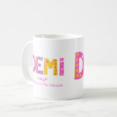 デミの女の子はピンクパープルの花の星を意味する コーヒーマグカップ (正面左)