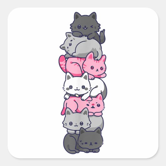 デミジルプライド猫LGBTデミガール国旗かわいいかわいい スクエアシール (正面)