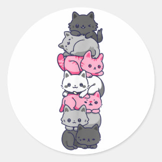 デミジルプライド猫LGBTデミガール国旗かわいいかわいい ラウンドシール