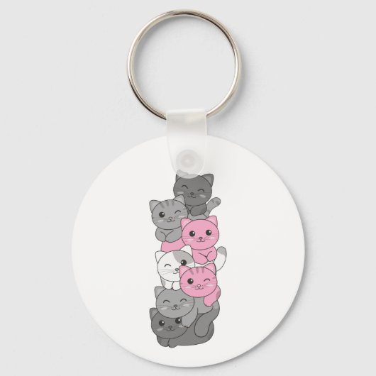 デミジル国旗の猫プライドLgbtqかわいい猫 キーホルダー (正面)
