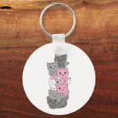 デミジル国旗の猫プライドLgbtqかわいい猫 キーホルダー (正面)