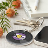 デミレコードデミエクシアルプライドビニールLGBTQ キーホルダー (正面右)