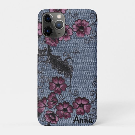 *~*デミン黒巻きピンクの花 Case-Mate iPhoneケース (裏)