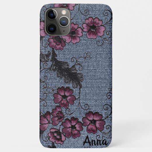 *~*デミン黒巻きピンクの花 Case-Mate iPhoneケース (裏面)