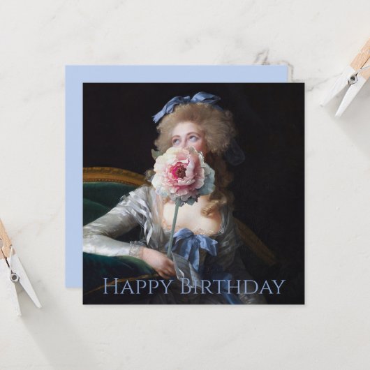 デムレウィズピンク牡丹ハッピーバースデー カード (正面/裏面インサイチュ)