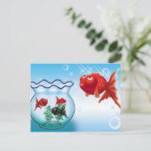 デメキン望遠鏡の金魚 –  ポストカード (スタンド正面)