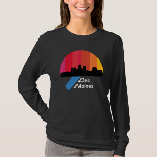 デモインアイオワスカイラインレトロサンサンサンサンサンセットデモイン Tシャツ