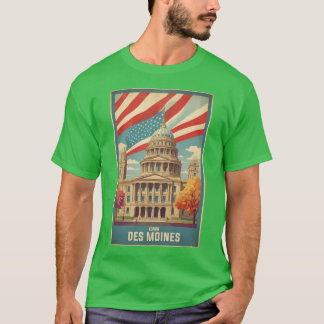 デモインアイオワUSAヴィンテージトラベルツーリズムオーバーシズ Tシャツ