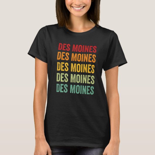 デモインカウンティアイオワレインボー文字 Tシャツ (正面)