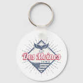 デモインシティアイオワ統一された州ヴィンテージUSA キーホルダー (正面)