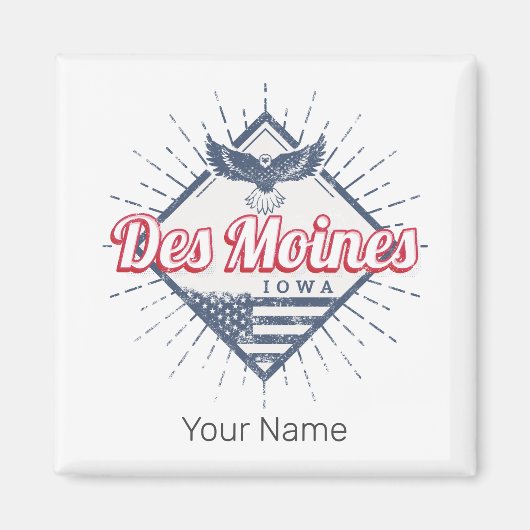 デモインシティアイオワ統一された州ヴィンテージUSA マグネット (正面)