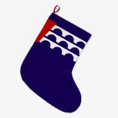 デモイン国旗（アイオワ市） ラージクリスマスストッキング (正面 (吊り時))