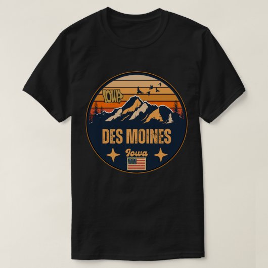 デモイン、アメリカ合衆国アイオワ州 Tシャツ (デザイン正面)