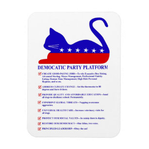 デモカティックおもしろいパーティープラットフォームPolitical Cat 3"x4" マグネット