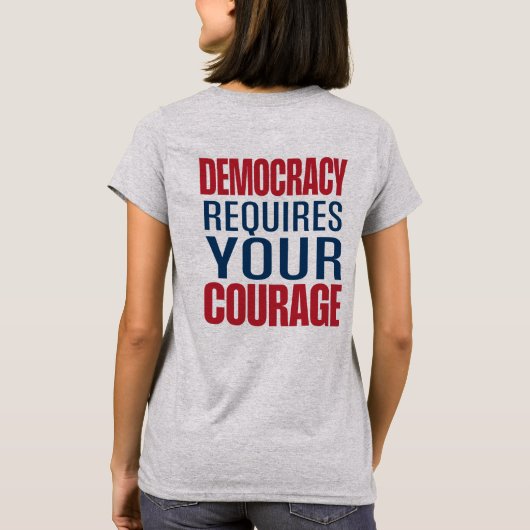 デモクラシーには勇気が必要 | 赤 青 | 裏 Tシャツ (裏面)