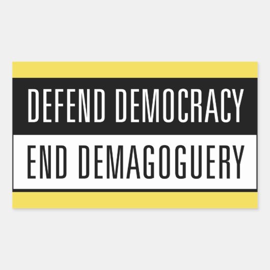 デモクラシーを守る/デマゴジェリー終了ステッカー2 長方形シール (正面)