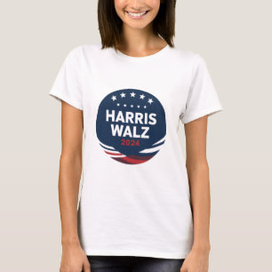 デモクラッツ ハリス ウォルツのためのレトロなボタンの選挙 Tシャツ