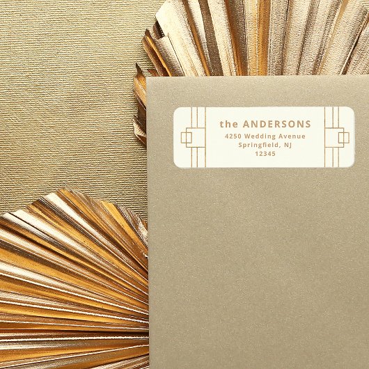 デモダンコ |アイボリーとフェイク金ゴールド差出人住所 ラベル