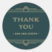 デモダンコ |エメラルドグリーンとシャンパ結婚ーニュ ラウンドシール (正面)