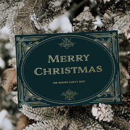 デモダンコ |エメラルドグリーンとフォトクリスマス 箔シーズンカード