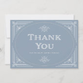 デモダンコ |エレガントほこりっぽい青と白結婚色 サンキューカード (正面)