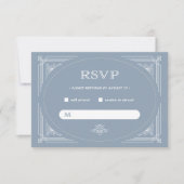 デモダンコ |エレガントほこりっぽい青と白結婚色 出欠カード (正面)