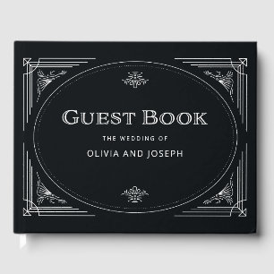 デモダンコ  エレガントオニキス黒と白結婚色 ゲストブック