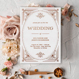 デモダンコ |エレガントバラ結婚金ゴールド 箔招待状