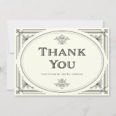デモダンコ |エレガントブラックとアイボリー結婚ズ サンキューカード (正面)