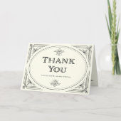 デモダンコ |エレガントブラックとアイボリー結婚ズ サンキューカード (正面)