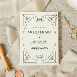 デモダンコ |エレガントブラックとアイボリー結婚ズ 招待状