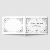 デモダンコ |エレガント白黒結婚の ゲストブック (全面)