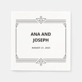 デモダンコ |エレガント白黒結婚の スタンダードカクテルナプキン (正面)