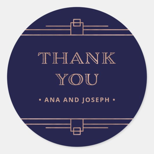 デモダンコ |ネイビエレガントーのバラ結婚金ゴールド ラウンドシール (正面)