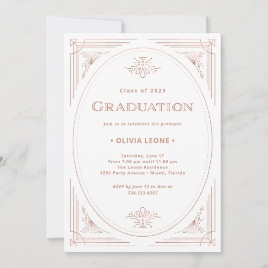 デモダンコ |フェイクバラ金ゴールドと白卒業 招待状 (正面)