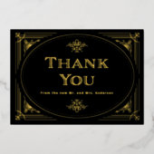 デモダンコ |ブラックエレガントと金ゴールドに感謝 箔招待状 (正面)