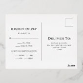 デモダンコ |ブラックエレガントと金ゴールドのウェディングRSVP 箔招待状ポストカード (裏面)