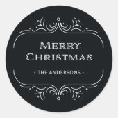 デモダンコ |ブラックエレガント・メリー・クリスマス ラウンドシール (正面)