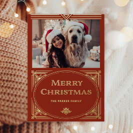 デモダンコ |写真エレガント金ゴールド付き赤 箔シーズンカード