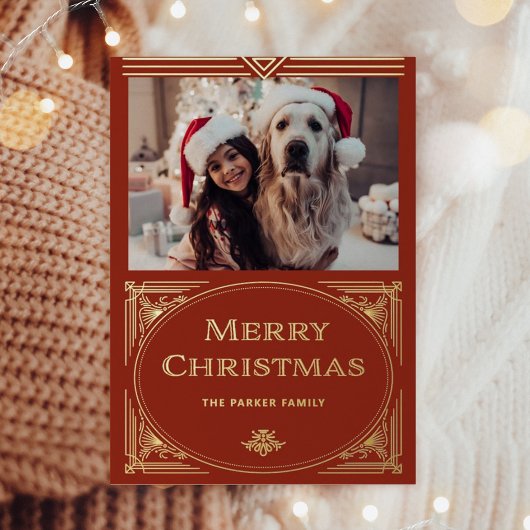 デモダンコ |写真エレガント金ゴールド付き赤 箔シーズンカード