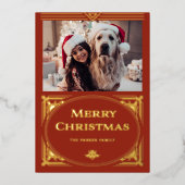 デモダンコ |写真エレガント金ゴールド付き赤 箔シーズンカード (正面)