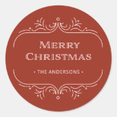 デモダンコ |赤と赤面ピンクのメリークリスマス ラウンドシール (正面)