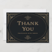 デモダンコ |黒エレガント色と金ゴールド結婚の サンキューカード (正面)