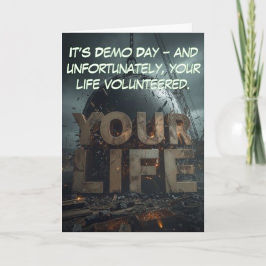 デモデイ・ディザスター: 人生再建ユーモア カード (正面)