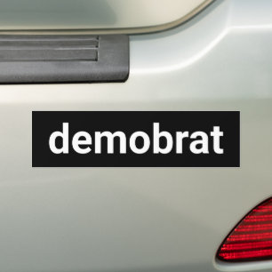 デモブラットおもしろいミニマル文字民主党黒党 バンパーステッカー