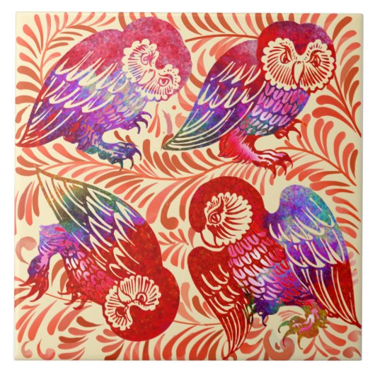 デモーガンルビーラスターオウルカルテットアンティークレプロ タイル (正面)